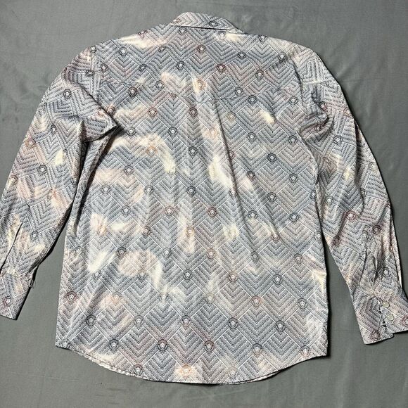 Liquid West Shirt Men Small Western Geometric Pearl Snaps Long Sleeve Button Up - Picture 2 of 12